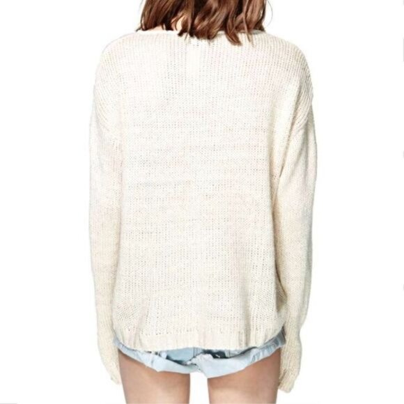 Nasty Gal Chunky Pink & Cream Boxy Relaxed Knit Sweater Jumper - Picture 4 of 5